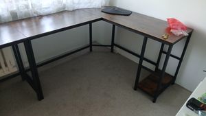 VASAGLE Schreibtisch L-förmiger Computertisch Eckschreibtisch mit 2 Ablagen Weiß Kunden-Foto 1