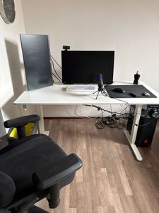SENSE7 Nojo Biurko z regulacją wysokości 140x70 cm Elektryczne Białe Biurko do gier Biurko komputerowe Biurko do pracy na stojąco Funkcja pamięci System zarządzania kablami Biuro Zdjęcie produktu od klienta nr 3