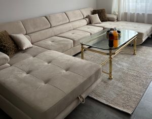 MUFFO Ecksofa U-Form ALONZO MAXI U mit Schlaffunktion 125x318 Velours Schwarz Kunden-Foto 1