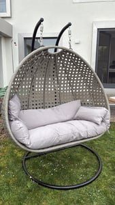 HOME DELUXE - Poltrona sospesa in polyrattan TWIN Grey - completa Foto del cliente 1