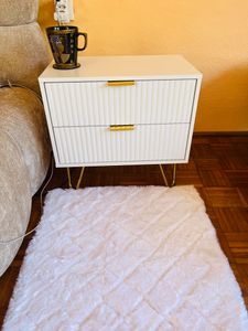 ProximaX set di 2 comodini con 2 cassetti, bianco, comodini moderni con maniglie dorate e piedini in metallo, tavolini per la camera da letto Foto del cliente 2