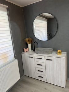 Okrúhle Kúpeľňové Nástenné Zrkadlo Čierny Rám Priemer 60 Cm Štýlový Loft Fotografia od zákazníka č. 3