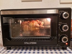 Stillstern Minibackofen mit Umluft 45L (DE Version) Pizza Ø32, CYCLONE PRO+ Antihaftbeschichtung, Auftauen, 2h Timer, Camping Mini Backofen Umluft Pizzaofen Mini Ofen klein Hähnchengrill mit Drehspieß Kunden-Foto 4