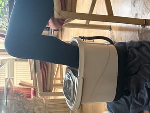 Fussbadewanne elektrisch, Fussbad Massagegeraet 10-60 min. Timer, 35-48℃, Rollbare Fusswasserwanne mit Universalraedern & Bremsen, Fussmassage mit Heizungs- & Dusch-Funktion (Blau) Kunden-Foto 1