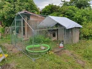 LARS360 Enclos 3x4x2m Poulailler avec serrure, cadre en acier galvanisé, toit ombragé revêtu de PVC pour cage à poules Poulailler Cage à oiseaux Petits animaux Photo du client 1