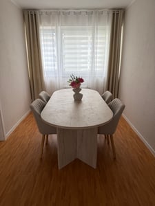 Skye Decor, Sabella – Travertine, stół jadalny, trawertyn, płyta melaminowa 100%, 200 x 90 x 75 cm Zdjęcie produktu od klienta nr 5