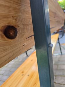 CASARIA® Bierzeltgarnitur mit Lehne 170 cm Klappbar Stabil 2x Bierbank 1x Breiter Tisch Holz Biertischgarnitur Festzeltgarnitur Biergartengarnitur Kunden-Foto 4