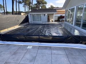 Silofolie 4m x 15m Abdeckplane Poolfoie Gartenfolie wasserdichte schwarz-weiß Kunden-Foto 1
