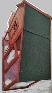 Hühnerstall mit Auslauf, Nistkasten (aufklappbar), Sitzstangen, verzinkter Draht, 172x66x120 cm Kunden-Foto 5