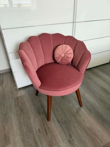 HOMCOM Esszimmerstuhl Küchenstuhl Sessel mit Rückenlehne Wohnzimmerstuhl Polyester Gummiholz Rosa 66 x 66 x 78,5 cm Kunden-Foto 1