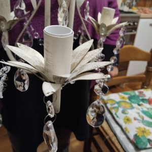 vidaXL Kronleuchter Pendelleuchte Kristall Lampe Lüster Leuchte weiß Kunden-Foto 2