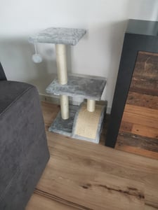 PawHut Kratzbaum 72 cm Katzenturm mit Plüschballen, Sisalstämme Hellgrau Kunden-Foto 2
