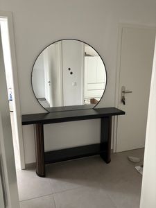 Tribesigns 140 cm nowoczesny stolik konsola, wąski stolik do przedpokoju z półką, drewniany stolik konsola za kanapą do salonu, przedpokoju, wejścia, czarny Zdjęcie produktu od klienta nr 1