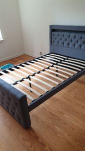 HOME DELUXE - Polsterbett VELARA - 180 x 200 cm, Farbe: Dunkelgrau, gepolstertes Kopfteil mit LED Beleuchtung, inkl. 4 Schubladen I Doppelbett Komforbett Kunden-Foto 1
