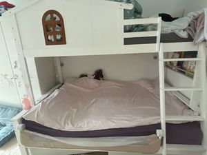 Letto a castello Flieks 90x200/120x200 con rete a doghe, letto per bambini con scivolo e scaletta, letto a soppalco con 2 cassetti, letto casa letto in legno letto a castello, bianco Foto del cliente 4