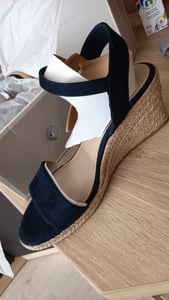 Tamaris Damen Sandalette mit Keilabsatz im Espadrille Design 1-28300-42, Größe:37 EU, Farbe:Blau Kunden-Foto 1