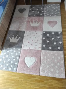 TT Home Teppich Kinderzimmer Kinderteppich Punkte Sterne Berge Kurzflor Pastell Größe 160x230 cm Kunden-Foto 1