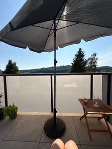 SVITA Pied de parasol en béton Porte-parapluie de jardin Rond Noir Photo du client 1