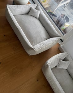 4L Textil TEO Hundekorb mittelgroße Hunde Kuscheliges Hundebett mit Bezug Hundekissen flauschig Hundekörbchen Hundesofa (100x80 cm, Braun) Kunden-Foto 2