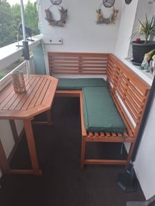 Merxx Eckbank mit Klappentisch - Eukalyptusholz Kunden-Foto 1