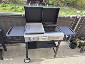 Gril na plyn a drevené uhlie FCH 2 v 1, 4,5 kW, s vekom, planchou a roštom, smaltovaný, do záhrady, čierny Fotografia od zákazníka č. 1
