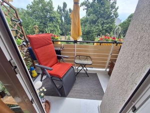 EUGAD rechteckiger Klapptisch, Metallrahmen, aus gehärtetem Glas, Transparent Kunden-Foto 1