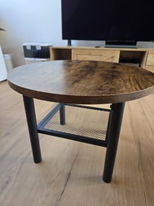 COSTWAY Ronde salontafel, bijzettafel voor de woonkamer, stevig metalen frame, metalen roosterplanken, moderne salontafel, rustieke bruine kleur Klantenfoto 2