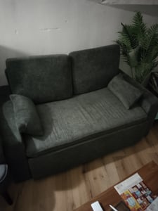 Bealife Sofa mit Schlaffunktion 147x82 cm -Ausziehbett - Chenillestoff, Dunkelgrau，AR28 Kunden-Foto 5