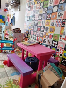 Bituxx Kindersitzgruppe mit Sonnenschirm Pink MS-18830 Kunden-Foto 1