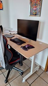 Schreibtisch 140 x 70 cm, Elektrisch höhenverstellbarer Schreibtisch, mit Memory-Funktion und Anti-Kollisions Technologie Schnelles laden USB/Typ C Kunden-Foto 5