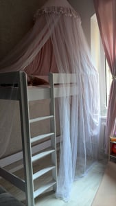 Hochbett Hugo 180x80 Kinderbett mit Rausfallschutz & Lattenrost weiß 80 x 180 für Mädchen und Jungen Massivholz Kiefer, mit Matratze Kunden-Foto 1