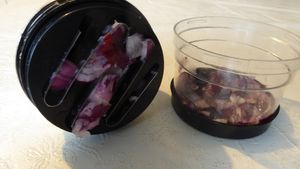 Zwiebelschneider,Gemüseschneider Mini Zwiebel Zerkleinerer,Multizerkleinerer Manuell,Klein Zwiebelhacker zum Vermengen Zerkleinern Pürieren Knoblauchpresse Kunden-Foto 1