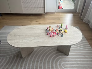 Skye Decor, Sable - Travertine, Walnut, stolik kawowy, trawertyn, płyta wiórowa pokryta w 100% melaminą, 119 x 60 x 40 cm Zdjęcie produktu od klienta nr 5