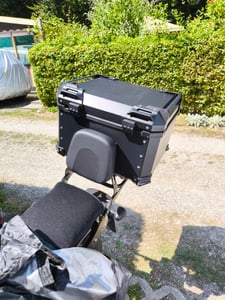 55 L Motorrad-Topcase aus Aluminiumlegierung mit Lederfutter und Schnellverschluss, schwarz, Motorrad  Top Case, Motorrad Alukoffer mit 2 Schlüssel Kunden-Foto 1