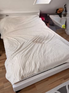 HOME DELUXE - LED Bett ASTRO -  Dunkelgrau, 140 x 200 cm - Inkl. Lattenrost I Polsterbett Design Bett inkl. Beleuchtung Kunden-Foto 2