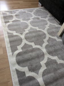 Designer Teppich Marokkanisches Muster Kurzflorteppich Modern Trend Grau Weiß Grösse 80x150 cm Kunden-Foto 2