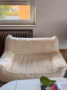 HOMMPA XXL – dwuosobowa sofa typu bean bag, wypełniona, duży fotel typu bean bag z kieszenią, wygodny fotel wypoczynkowy do grania, czytania, do salonu, kolor beżowy Zdjęcie produktu od klienta nr 1