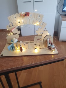 18. Geburtstag Geldgeschenke Holz mit LED Lichterkette, Geschenke zum 18 Geburtstag Mann Frau, 18. Geburtstag Dekoration Kunden-Foto 1
