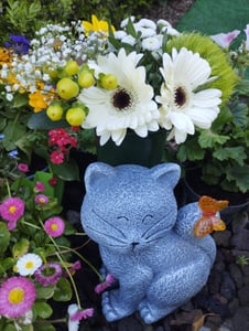 Gartenleuchten, Solarleuchte Garten, Katzen Figuren mit Solar Schmetterling Deko, Wohnzimmer Gartendeko für draußen Kunden-Foto 1