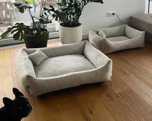 4L Textil TEO Hundekorb mittelgroße Hunde Kuscheliges Hundebett mit Bezug Hundekissen flauschig Hundekörbchen Hundesofa (100x80 cm, Braun) Kunden-Foto 1