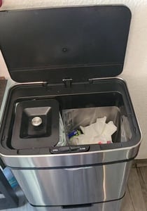 Goliving Automatischer Mülleimer 64L - Sensor-Abfalltrennung - Edelstahl - 40L + 2x12L + 8L - Silber Kunden-Foto 1