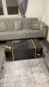 Skye Decor, Veyron - Black, Gold, Couchtische, Schwarz, Melaminplatte, 103,8 x 60 x 37,3 cm Kunden-Foto 1