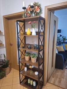 Tribesigns boekenkast in industriële stijl, 178 cm hoog, met 6 open planken, vintage design, ideaal voor thuis en kantoor, bruin en zwart Klantenfoto 2