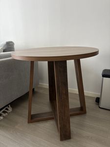 Tribesigns okrúhly jedálenský stôl, jedálenský stôl s dreveným podstavcom, pre 2-4 osoby, 80 cm malý kuchynský stôl s robustným podstavcom do jedálne, obývačky, hnedý Fotografia od zákazníka č. 1