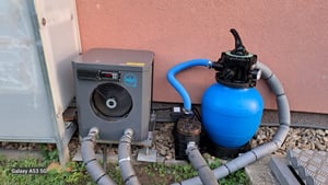 tillvex Système de filtration à sable pour piscine 10 m³/h incl. 800g de boules de filtration bleues | Système de filtration vanne 7 voies & adaptateur 2en1 Ø32mm - 38mm | Filtre de piscine avec indicateur de pression | Filtre à sable pour piscine Photo du client 3