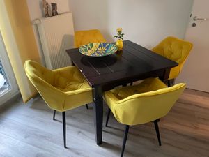 CLP 4er Set Stuhl Tanna Samt Gesteppt creme Kunden-Foto 1