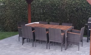 COSTWAY Sitzgruppe Polyrattan für 8 Personen, Gartenmöbel Gartenset Sitzgruppe, Gartentisch mit Gartenstühlen, Gartengarnitur Sitzgarnitur, Grau Kunden-Foto 1