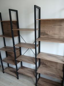 VASAGLE Úložný regál, s 14 policemi, knihovna, industriální design, zlatá dubová barva-bílá Fotografie od zákazníka č. 3
