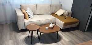WISFOR Lot de 2 tables d'appoint, forme goutte d'eau Table basse Table basse Table de salon MDF Métal Photo du client 1