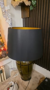 Groß Lampenschirm Tischleuchte Stehlampe Ø 55,5 cm Chintz Farbe Schwarz Gold Kunden-Foto 1